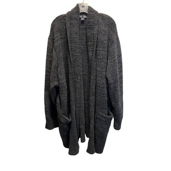 Barefoot Dreams CozyChic Black Cardigan Sweater With Open Front & Pockets 3X - Picture 1 of 6